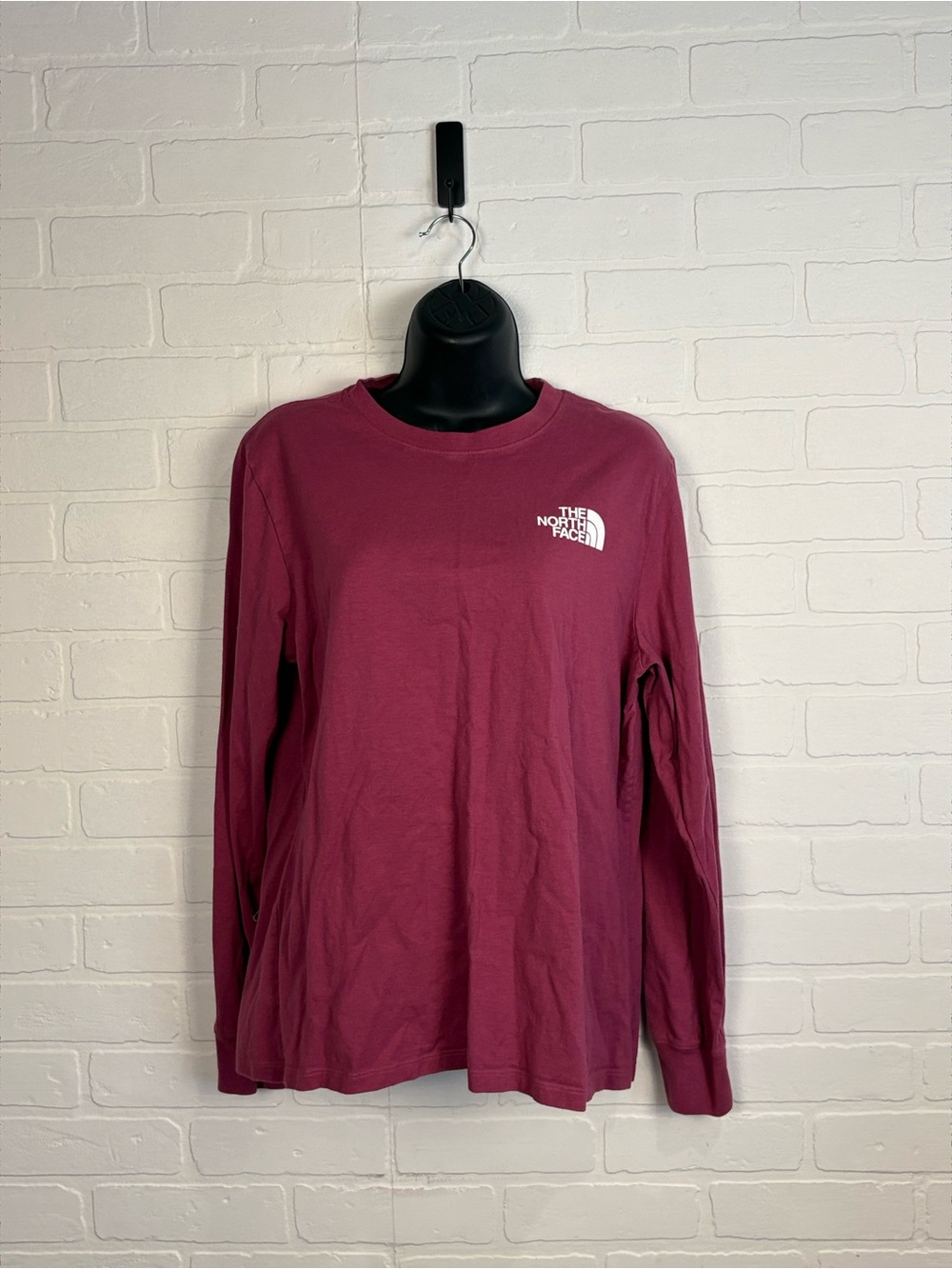 The North Face Women Long Sleeve T-Shirt Purple Burgundy Logo Size L